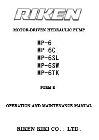 MOTOR-DRIVEN HYDRAULIC PUMP MP-6 MP-6C MP-6SL MP-6SW MP-6TK