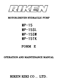 MOTOR-DRIVEN HYDRAULIC PUMP MP-15 MP-15SL MP-15SW MP-15TK